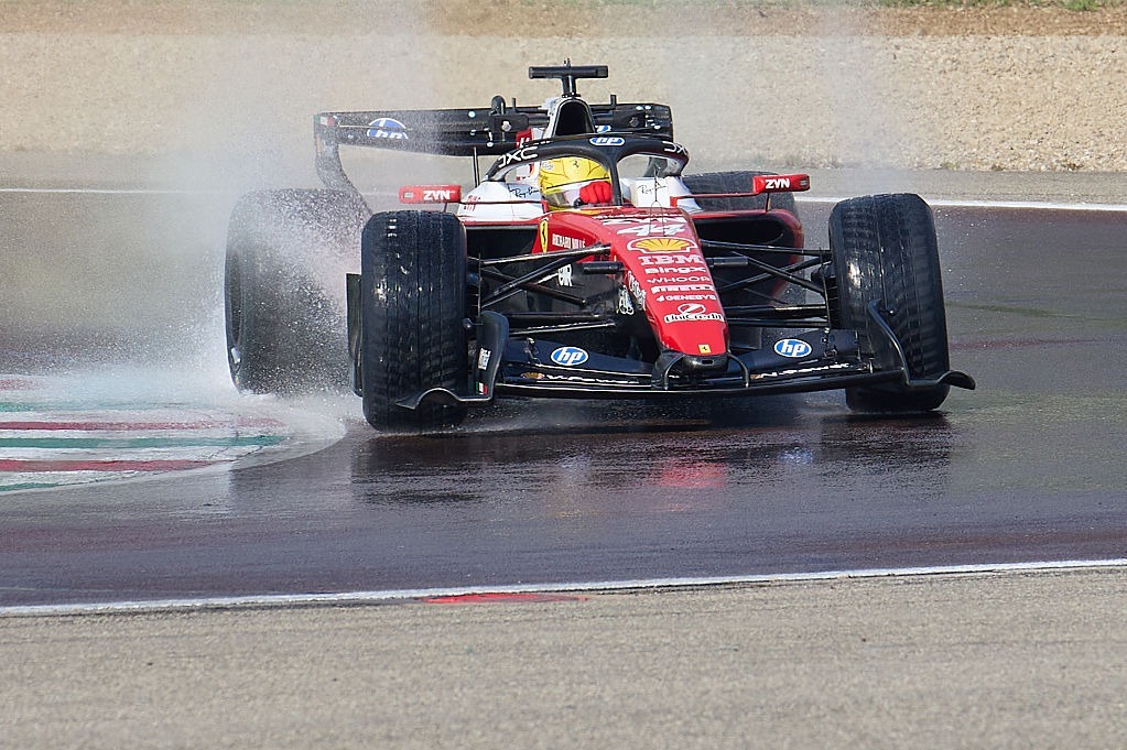 Lewis Hamilton spent two days testing Pirelli's wet tyres at an artificially damped Fiorano in April, but this was aimed at 2027 development.