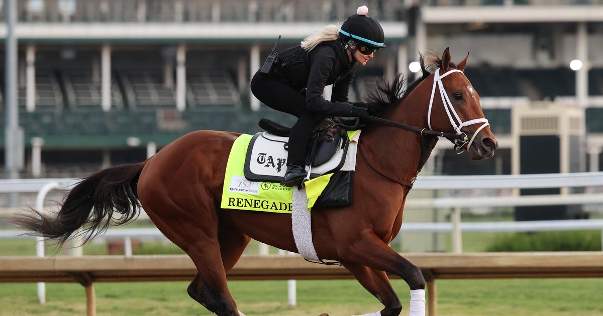 Renegade trains during morning workouts ahead of the Kentucky Derby at Churchill Downs on April 27, 2026, in Louisville, Kentucky.