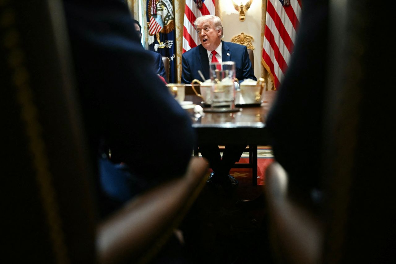 US President Donald Trump speaks during a cabinet meeting in the Cabinet Room of the White House on May 27.