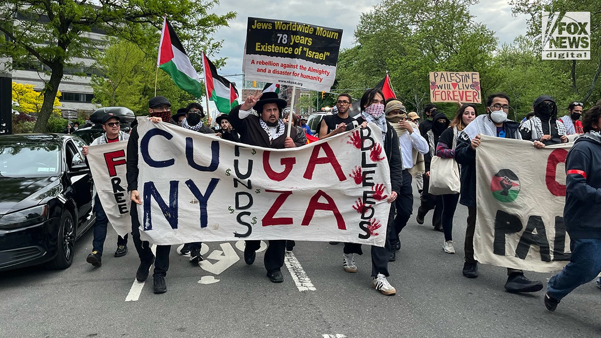Anti-Israel protesters march in NYC