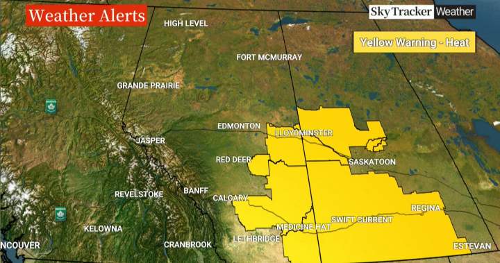 Environment Canada issues heat warnings for large parts of Alberta, Saskatchewan