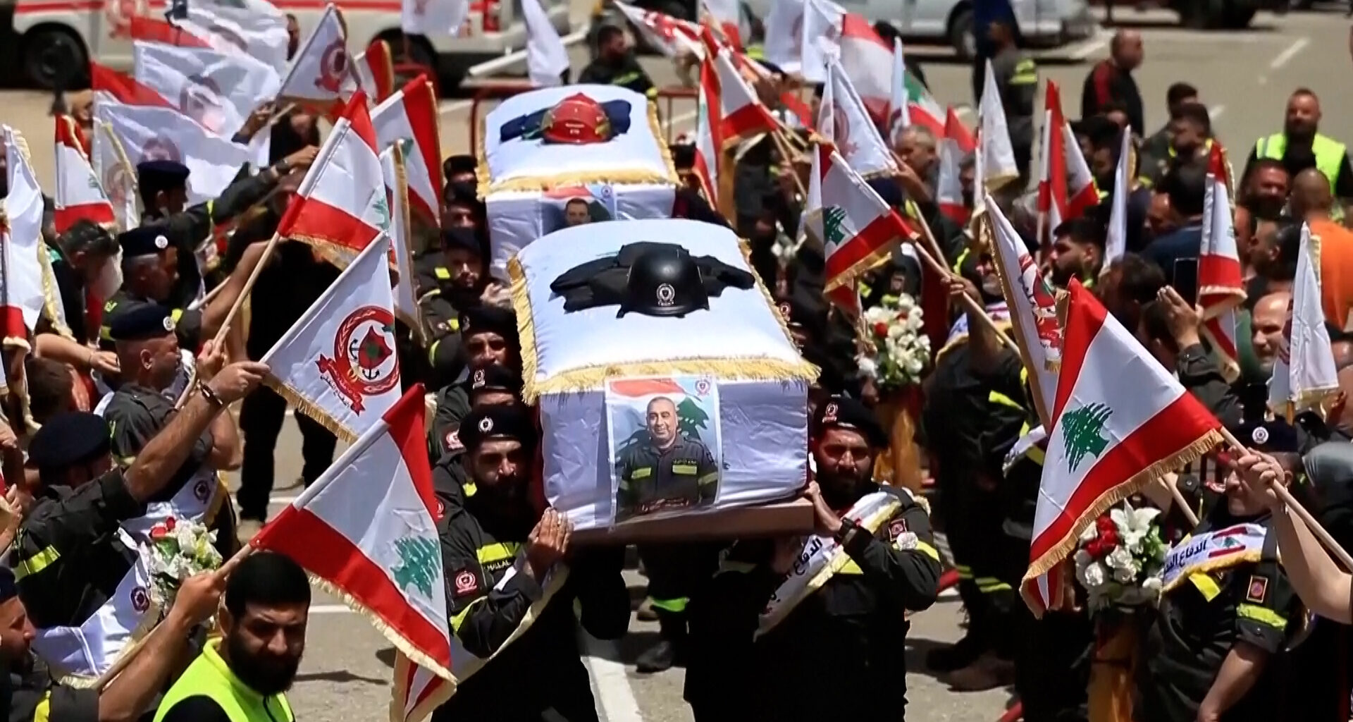 Funeral held for two Lebanese paramedics killed in Israeli attack | Israel attacks Lebanon