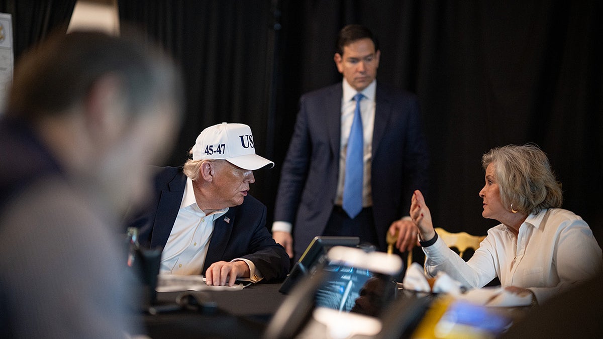 President Donald Trump monitoring military operations in a command center