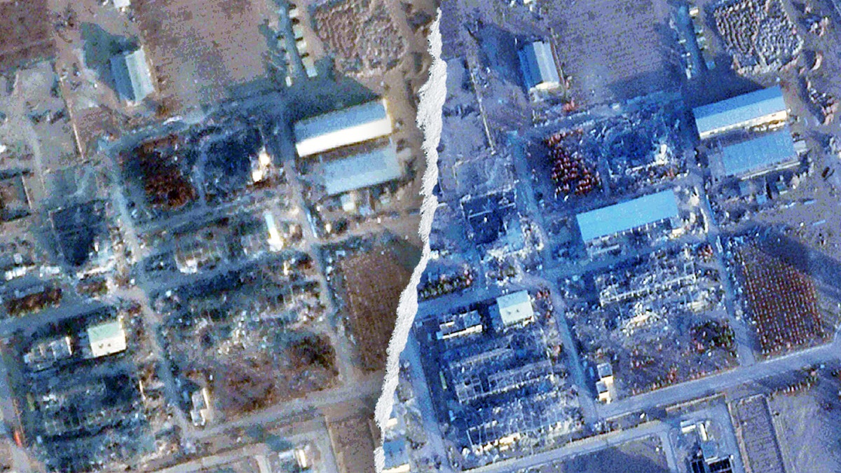 Satellite images showing Iran's Isfahan nuclear facility before and after roof construction