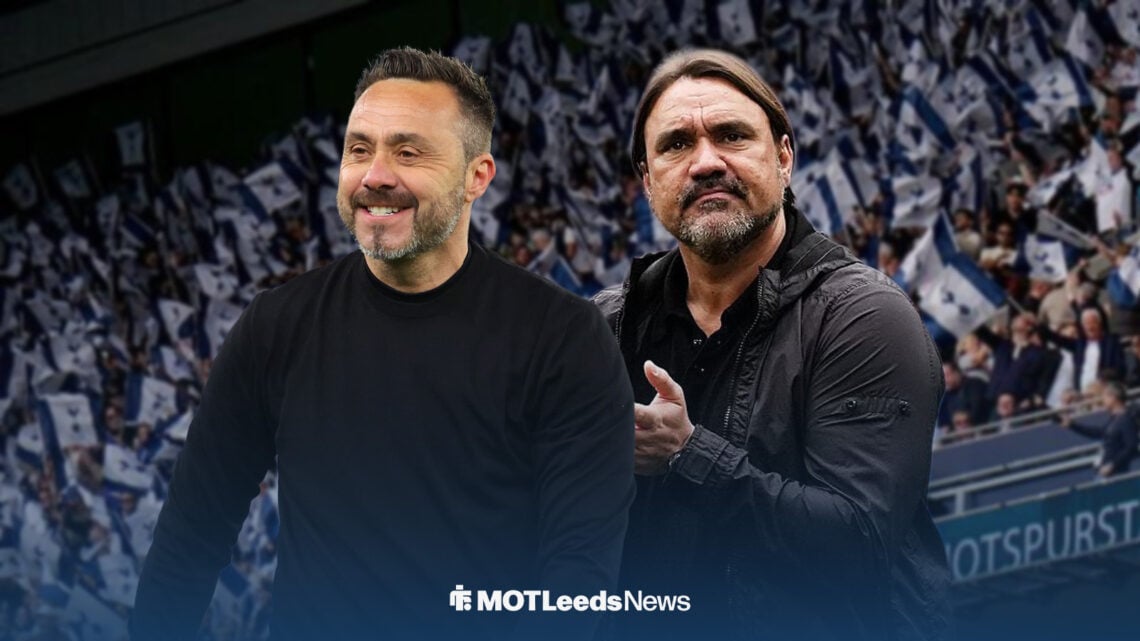 Roberto De Zerbi and Daniel Farke at Tottenham Hotspur Stadium.