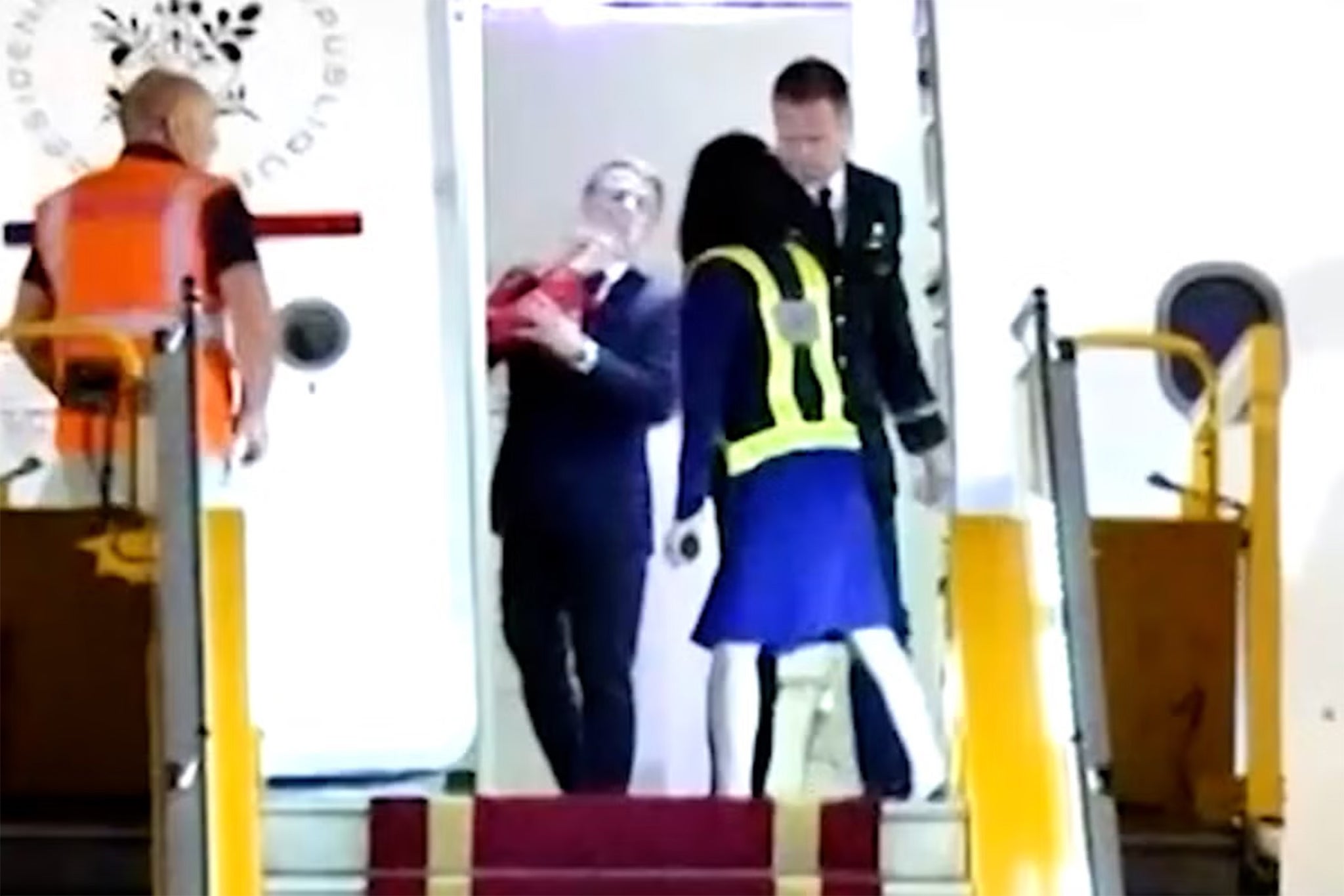 President Emmanuel Macron shoved in face by wife Brigitte aboard presidential plane in Vietnam on 25 May 2025