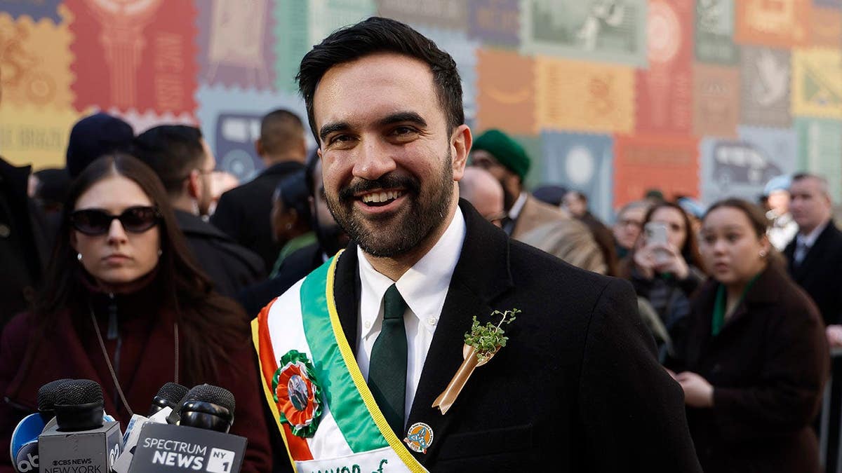New York City Mayor Zohran Kwame Mamdani walking in the St. Patrick's Day Parade in New York City