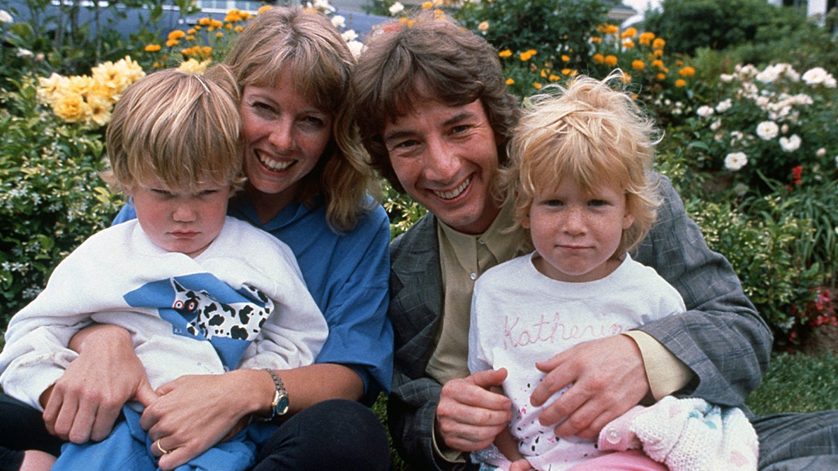 Actor and comedian Martin Short posing with wife Nancy Dolan and children Katherine Elizabeth and Oliver Patrick
