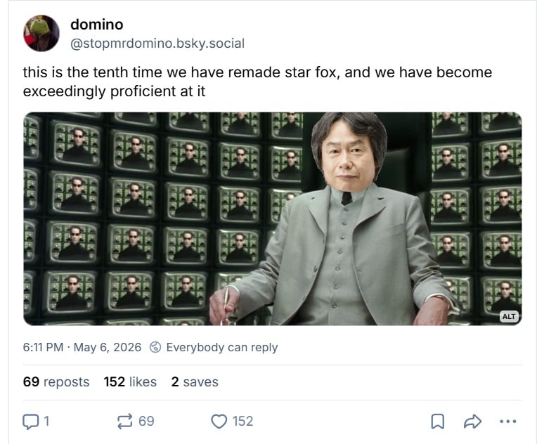Miyamoto does a Matrix meme. 