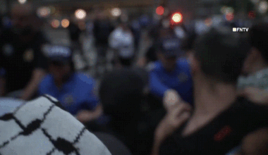 Protesters clash with NYPD.