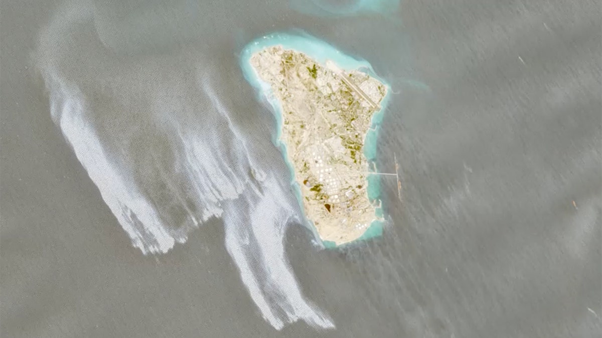 Oil slick visible around Kharg Island in the Persian Gulf