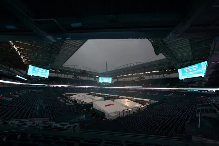 Rain at the Hard Rock Stadium