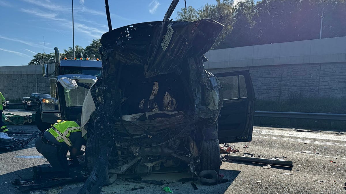 Police looking at crash scene