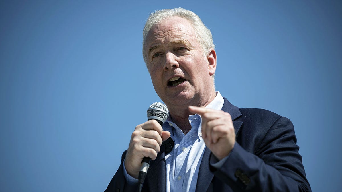 Sen. Chris Van Hollen speaking at a rally on the National Mall in Washington, D.C.