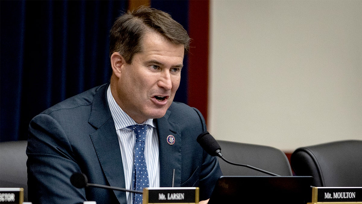 Rep. Seth Moulton speaking during a House subcommittee hearing in Washington, D.C.