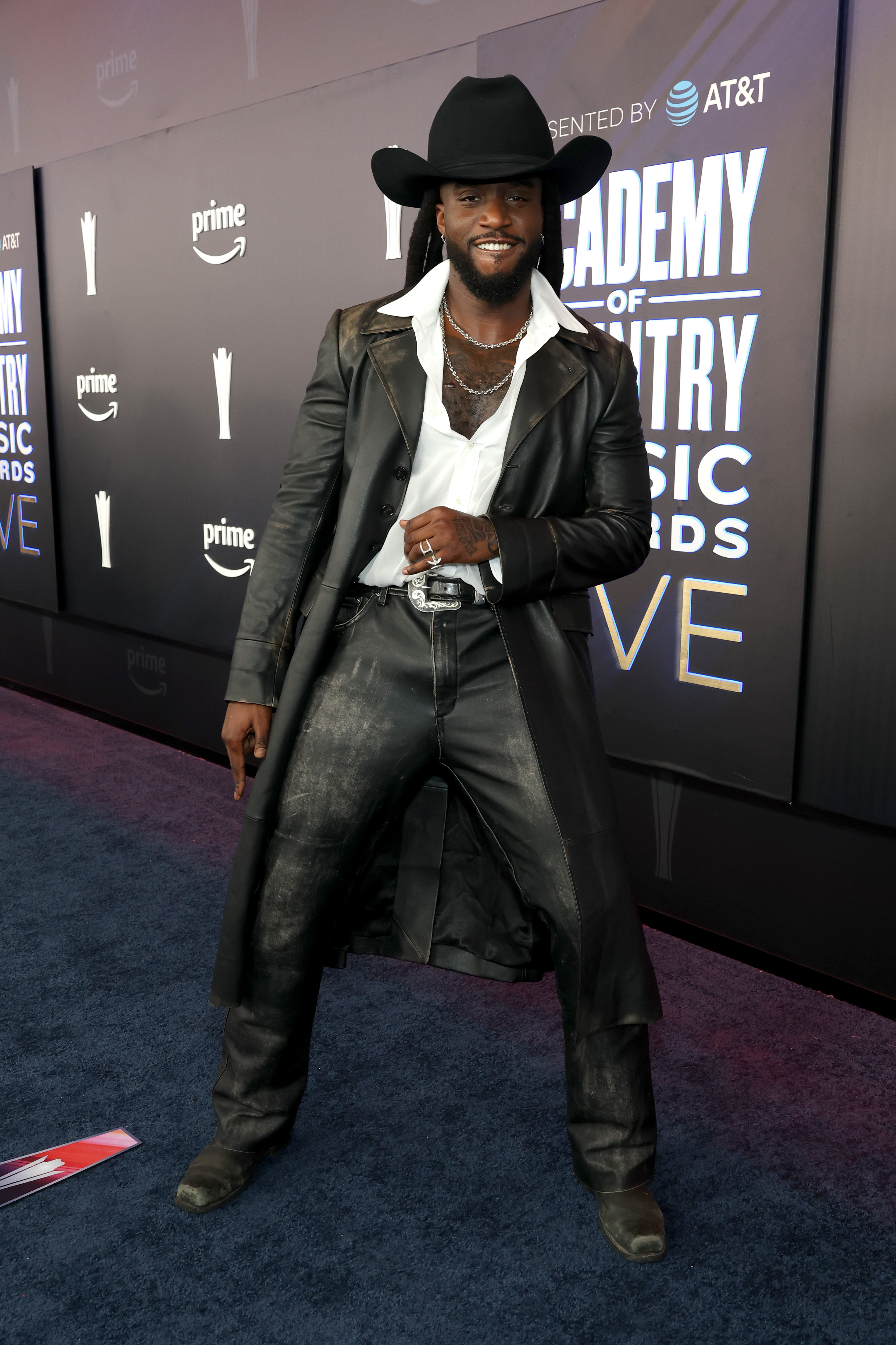 Shaboozey attends the 61st Academy of Country Music Awards at the MGM Grand Garden Arena in Las Vegas, Nevada 