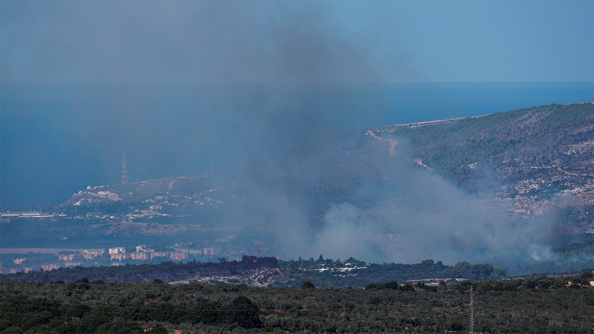 Smoke rising from projectile attack near Shlomi in northern Israel