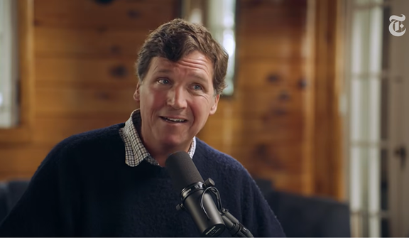 Tucker Carlson, pictured during an interview with The New York Times' Lulu Garcia-Navarro.
