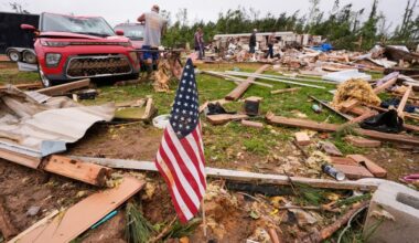 Tiny kitten rescued from rubble after a Mississippi tornado