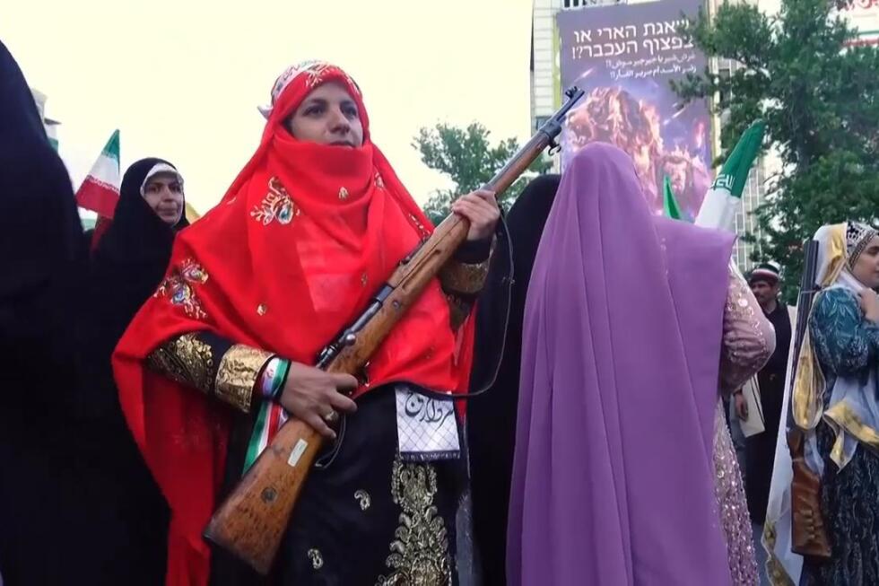 Armed members of Iran's nomadic Bakhtiari tribe march in Tehran amid tensions with US