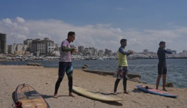 Palestinian surfers ride waves off Gaza coast despite risks