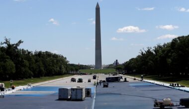 Trump’s 'American flag blue' repaint of the Reflecting Pool faces a lawsuit