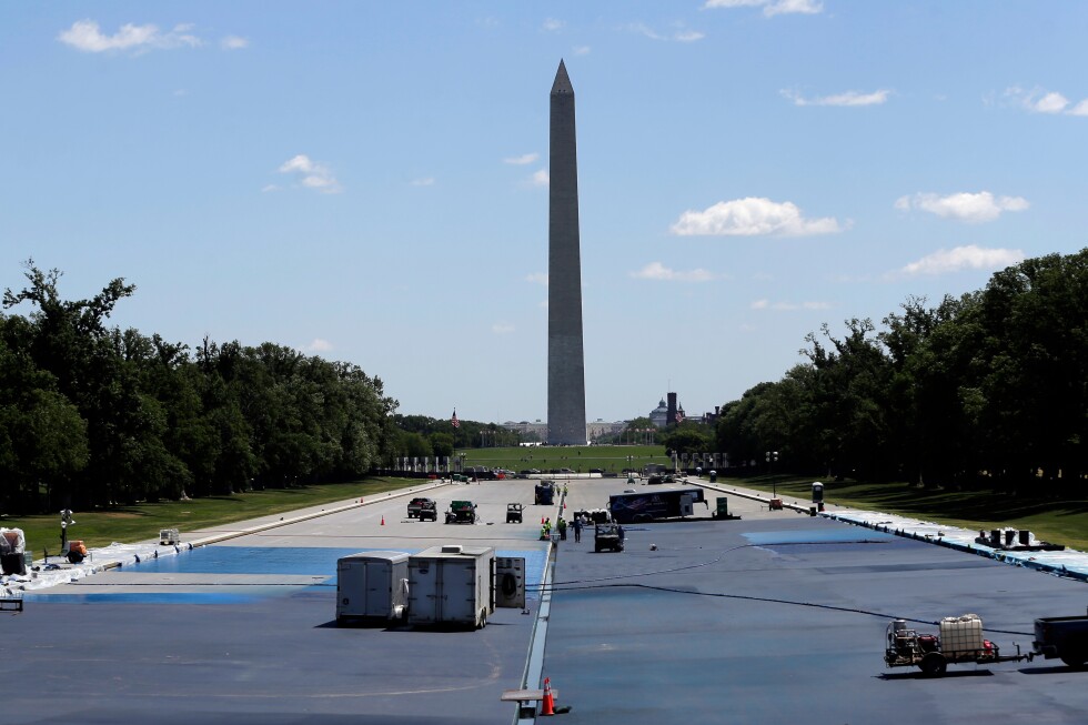 Trump’s 'American flag blue' repaint of the Reflecting Pool faces a lawsuit
