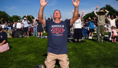 An America-themed prayer rally draws thousands to Washington's National Mall, in photos