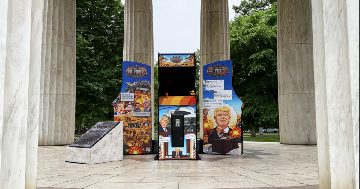 Iran war video games placed at DC War Memorial by Secret Handshake
