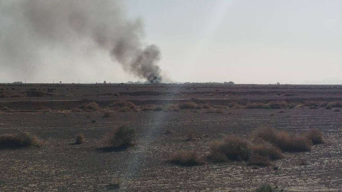 Wreckage of a U.S. military helicopter crash site in Iran