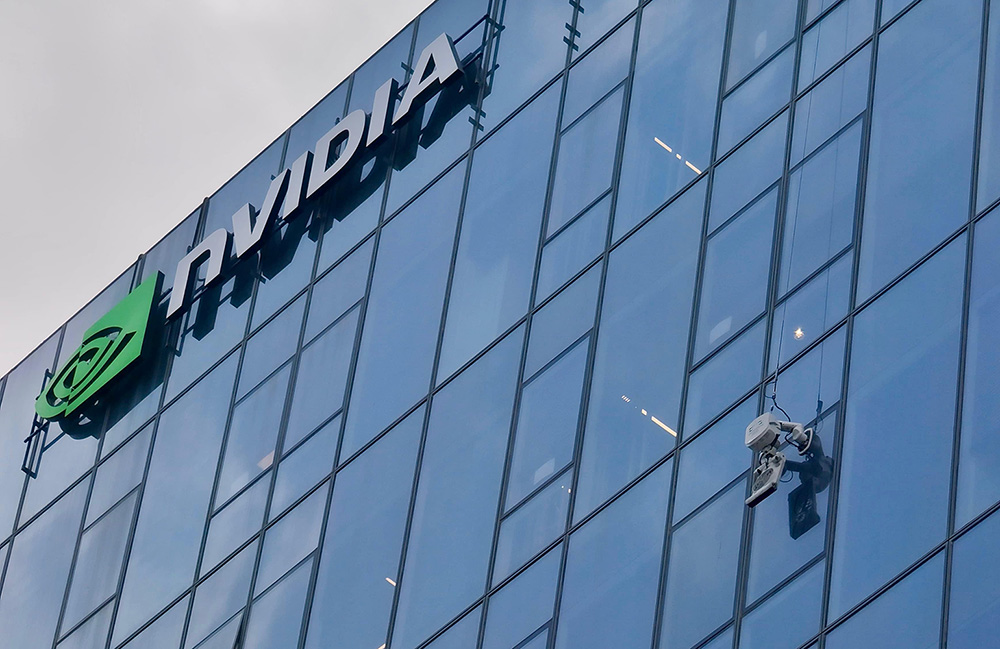 A Verobotics robot climbing the NVIDIA building.