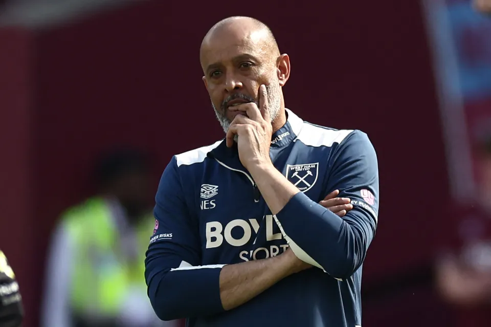 Nuno Espirito Santo looks dejected after West Ham were relegated