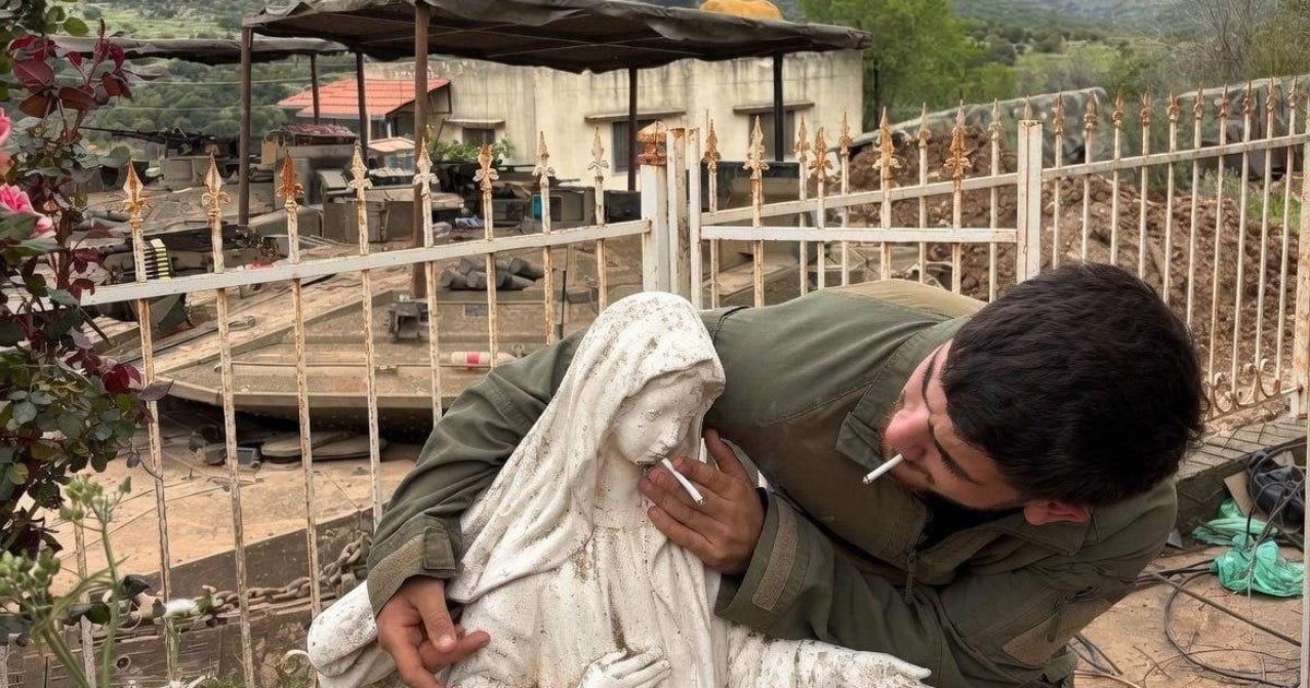 IDF soldier filmed placing cigarette into statue of Virgin Mary in south Lebanon - Haaretz