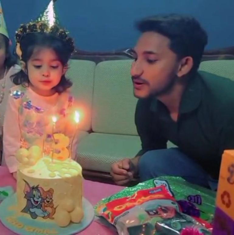 Ameen bin Shams celebrating his daughter Zimal's third birthday. [Courtesy Ayesha Ameen]