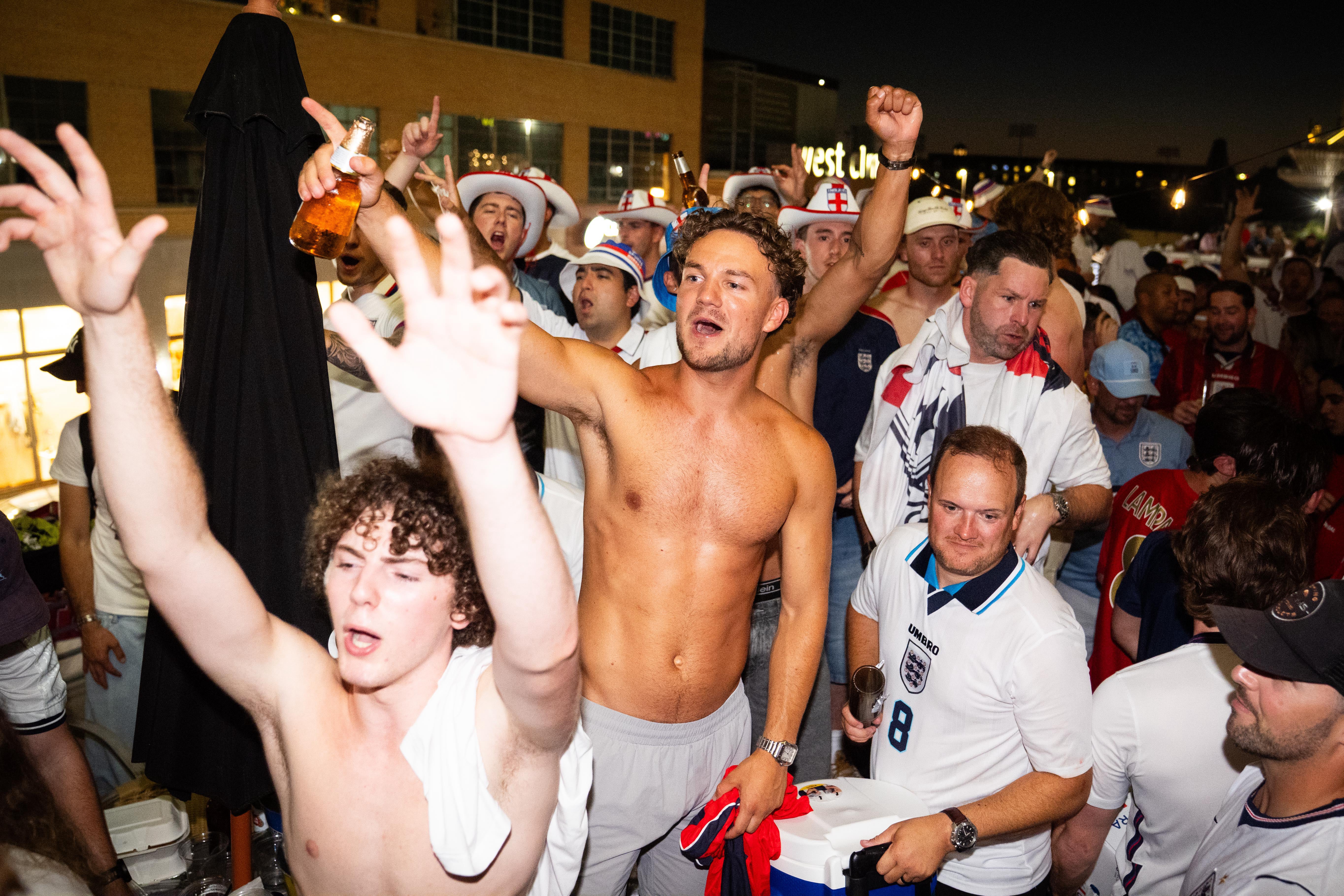 England fans at the Londoner Pub on Mockingbird Lane, Dallas ahead of Englands opening game on Wednesday against Croatia.