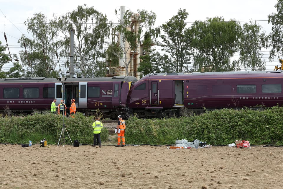 The scene after two East Midlands Railway trains were involved in a collision (Chris Radburn/PA)