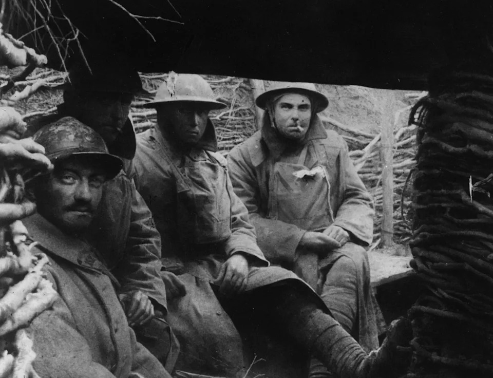 Trench warfare: French and British troops in a on the Western Front