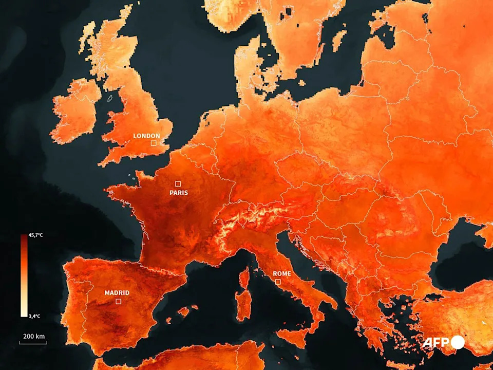 weather map of europe during heatwave