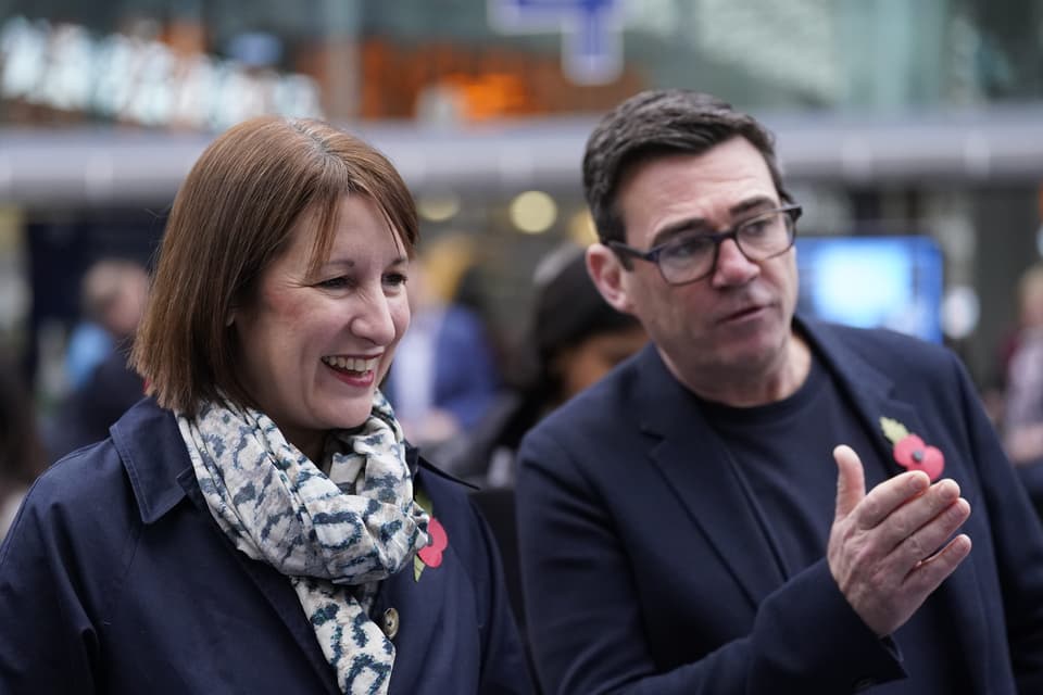 Chancellor of the Exchequer Rachel Reeves and then mayor of Greater Manchester Andy Burnham (Danny Lawson/PA)