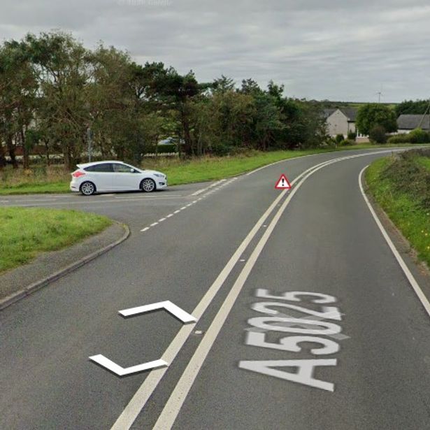 A crash has blocked a stretch of the A5025 on Anglesey - general view