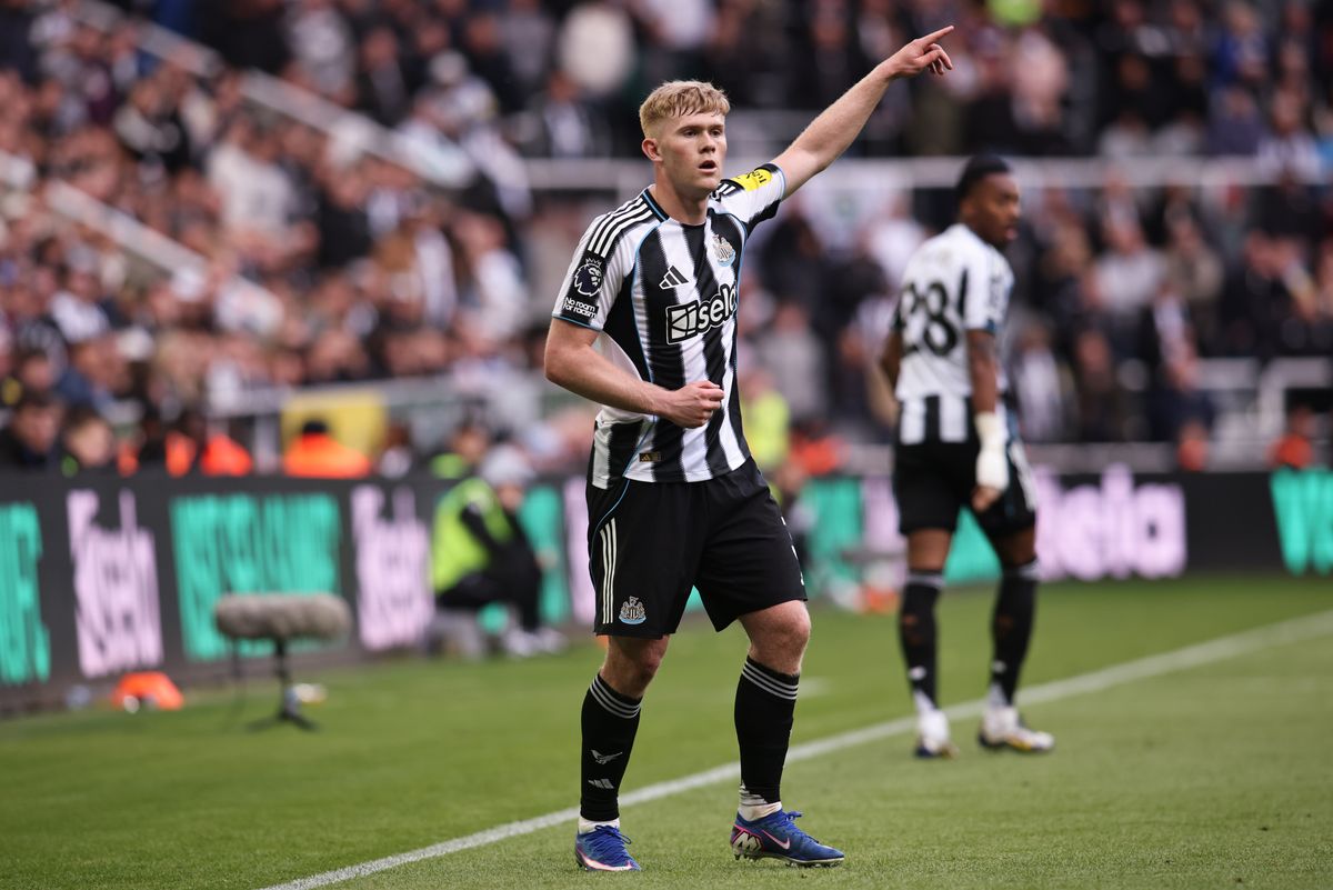 Lewis Hall during a Newcastle United game