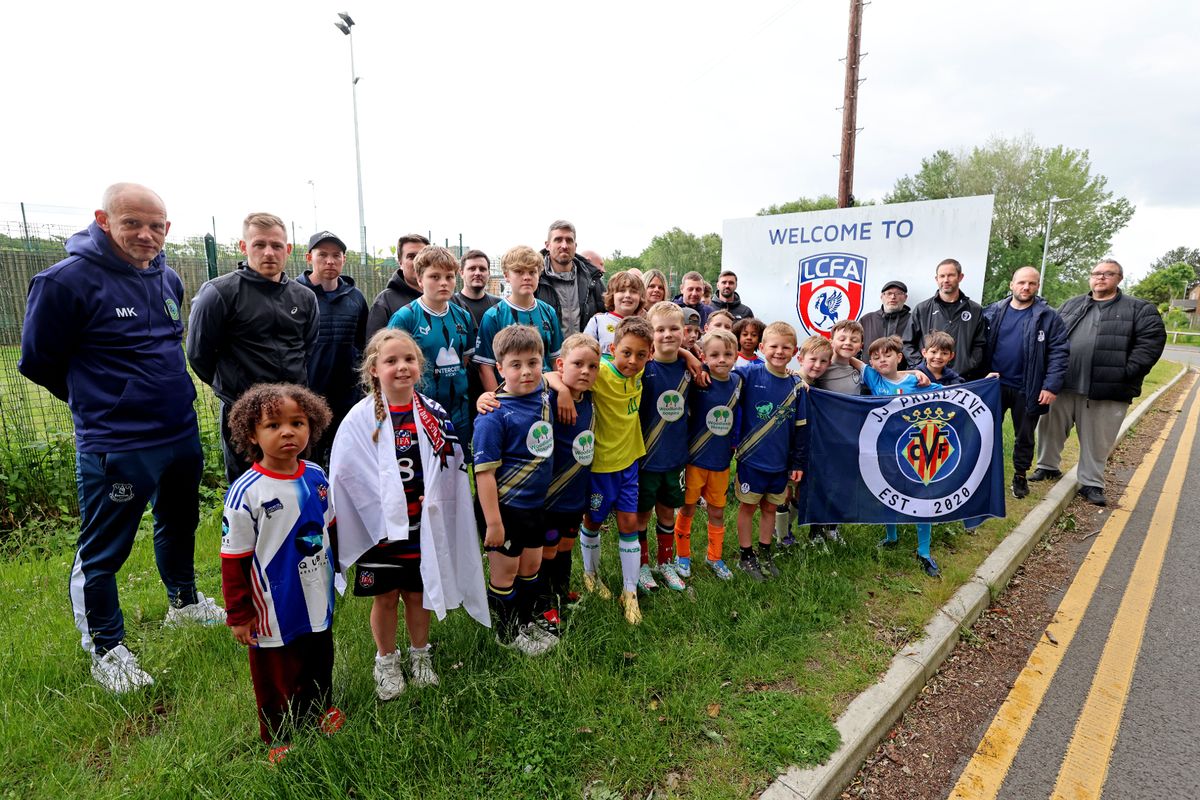 Grassroots football clubs protest against the increased charges by the Liverpool County FA pictured at LCFA in Thornton.