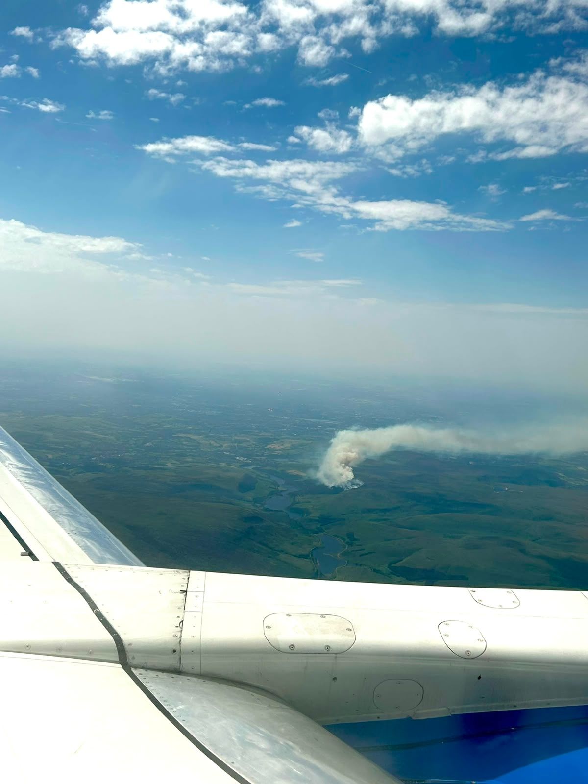 A view of the wildfire from a Jet2 plane over the region