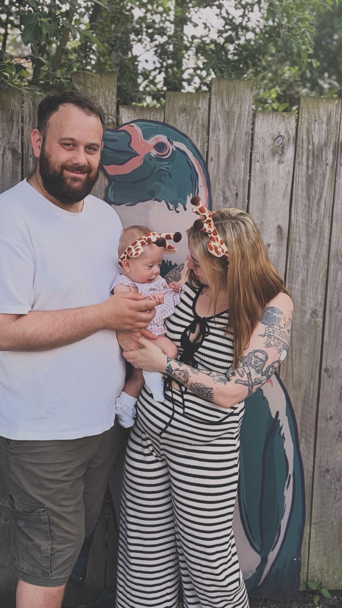Helen Bennett and her daughter Cordelia were saved following an emergency C-section - pictured with husband James
