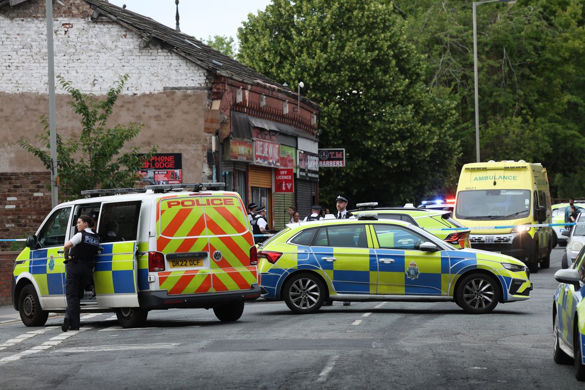 The police scene on Lodge Lane this evening