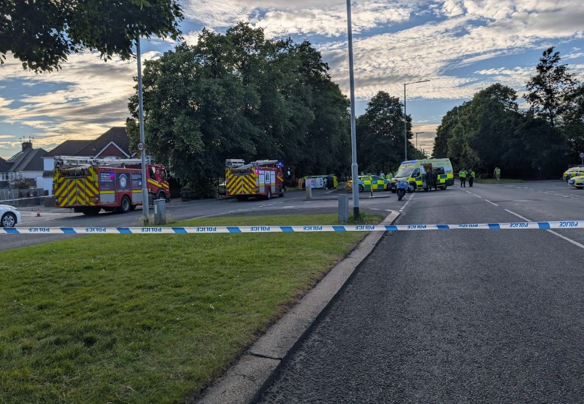 A police cordon on Mather Avenue following the crash
