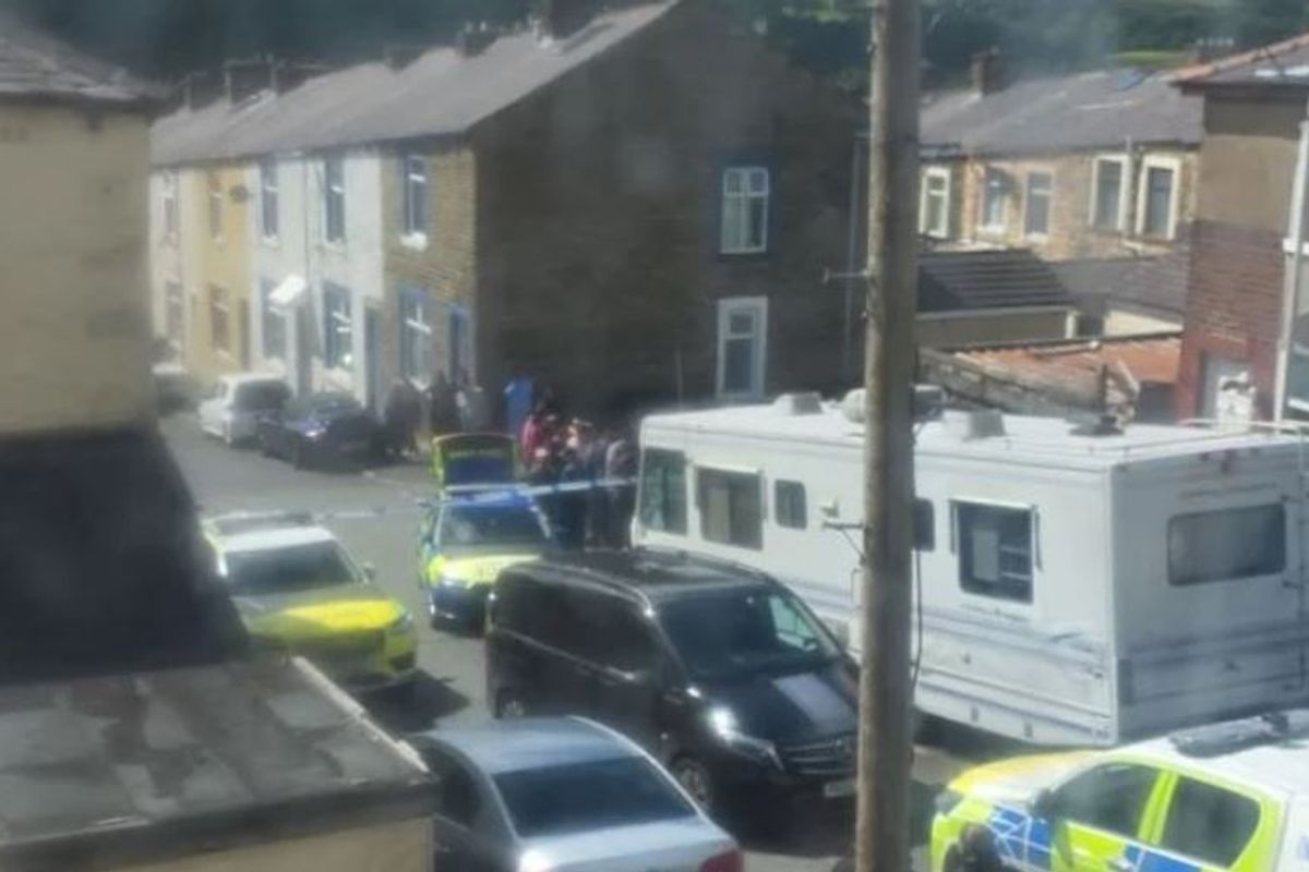 Police at the scene in Brierfield