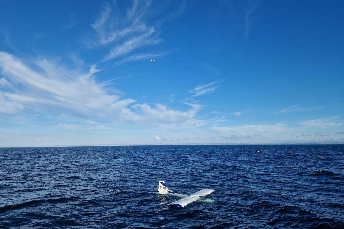 A light aircraft in the sea off the Ceredigion coast