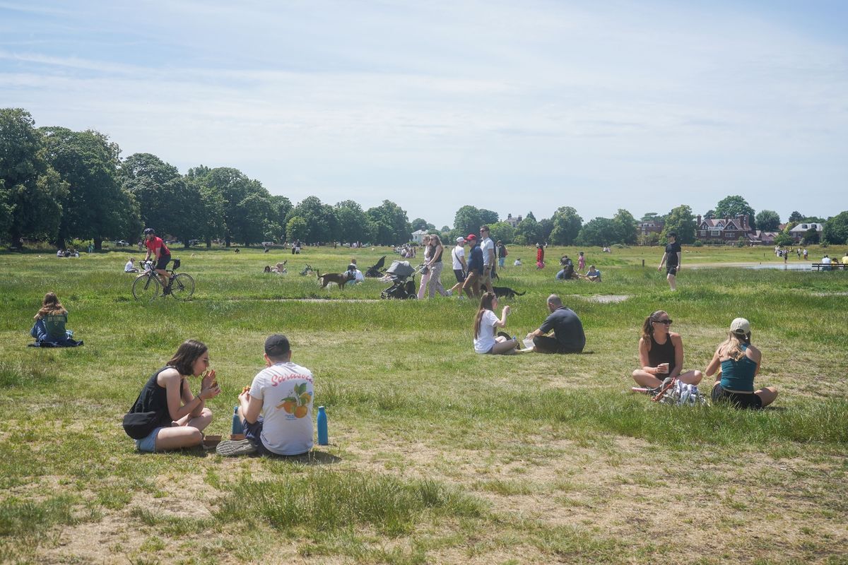 People enjoying the sunshine on Wimbledon Common this month