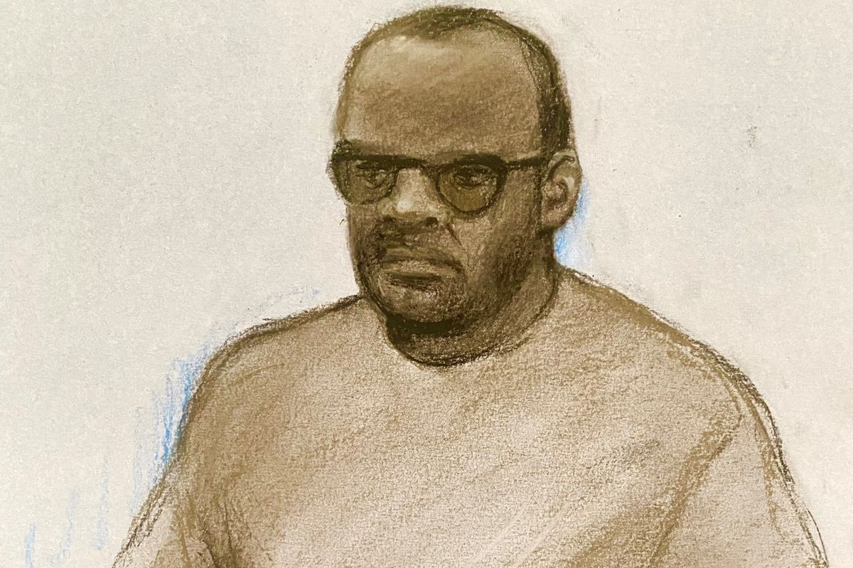Court artist sketch of Simon Levy, 40
